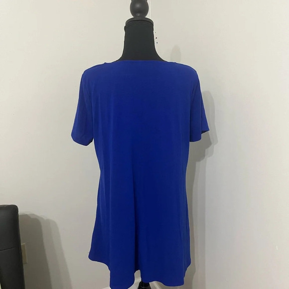 ZENANA PREMIUM Blue Cross Chest Design Short Sleeve Tunic Top XL - Picture 2 of 9